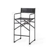 Direttore Backless 40.2in Seat Bar Stool | Black Leather with Black Iron, Counter & Bar Stool by Mercana, 19.3" length x 20" width x 40.2" height thumbnail 1