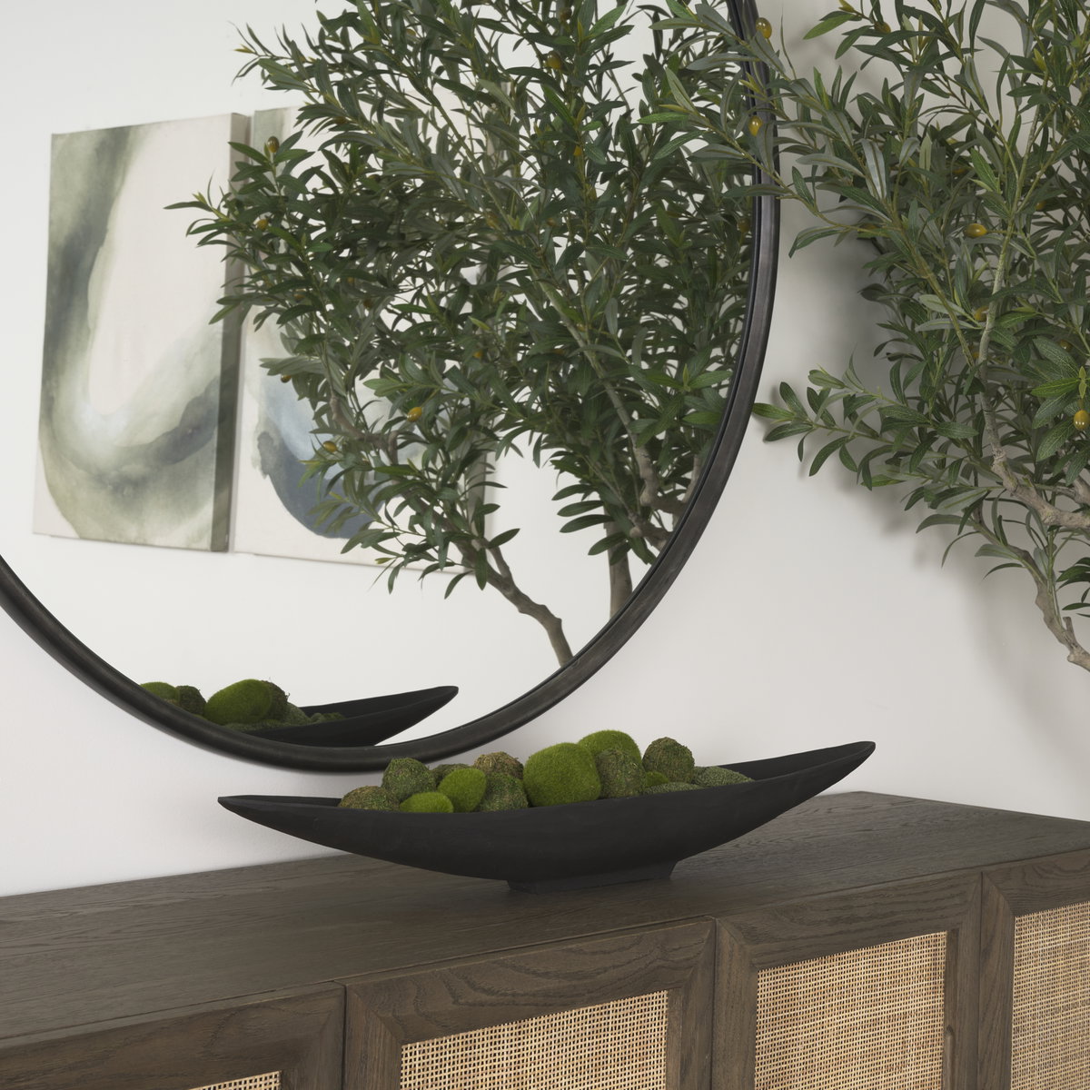 Piero Small Matte Black Metal Decorative Bowl, by Mercana, 31.5" length x 5" width x 4" height View 2