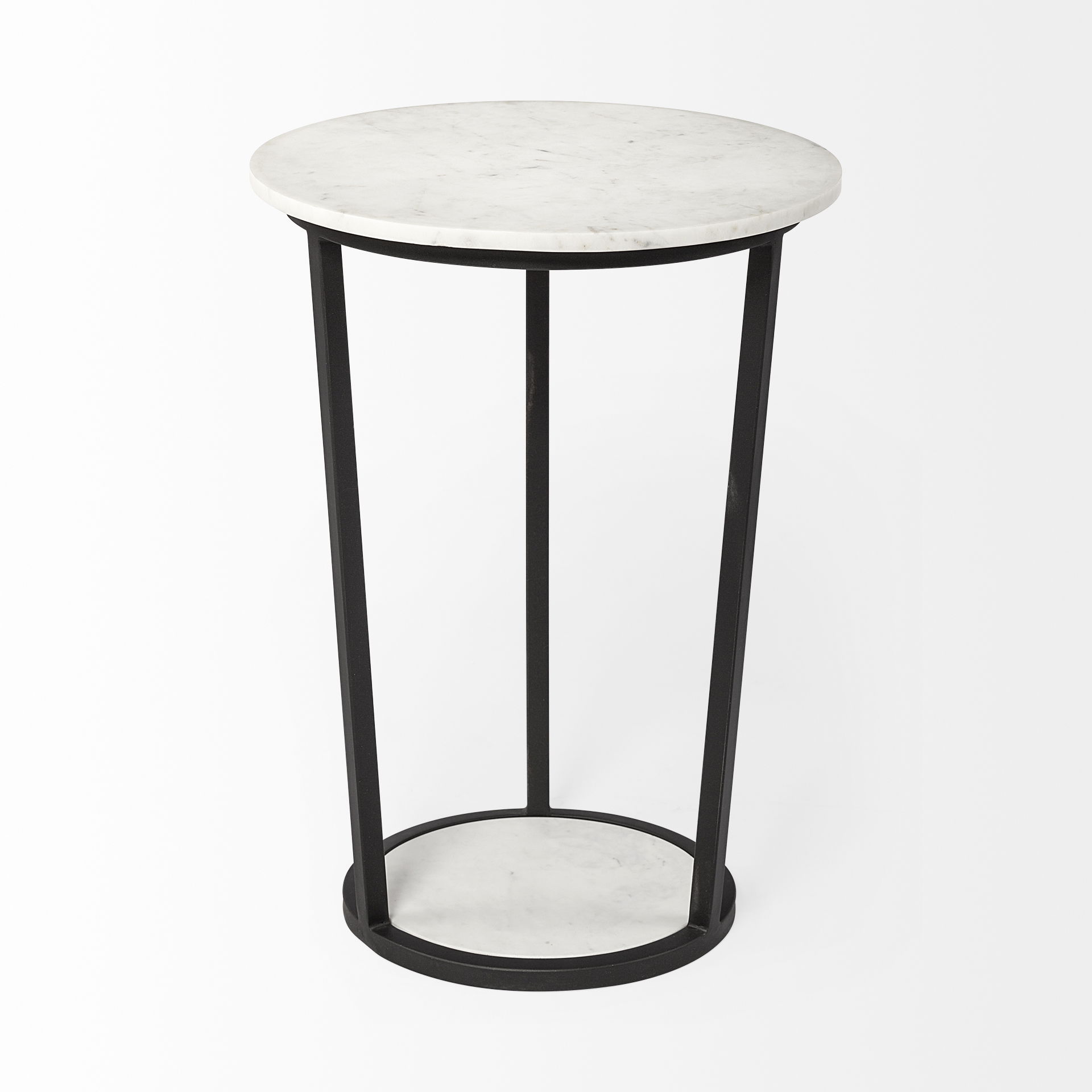 Bombola II (Large) 18L x 18W White Round Marble Top with Black Metal Frame Accent Table large image 