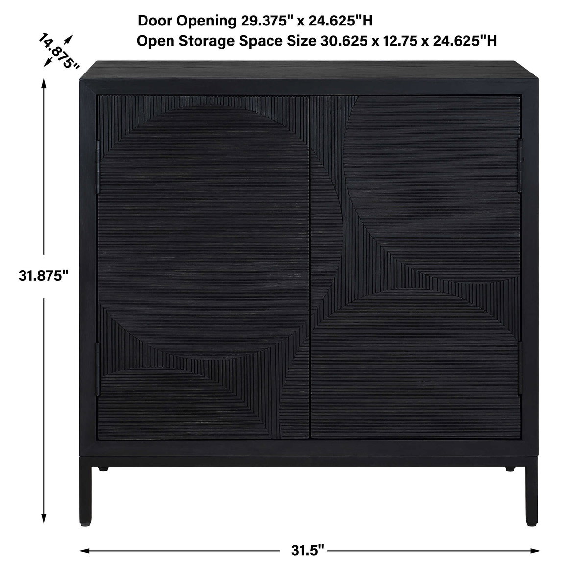 Beswick Black 2 Door Cabinet, Cabinets & Chest by Uttermost, 31.5" width x 31.87" height x 14.87" depth View 3