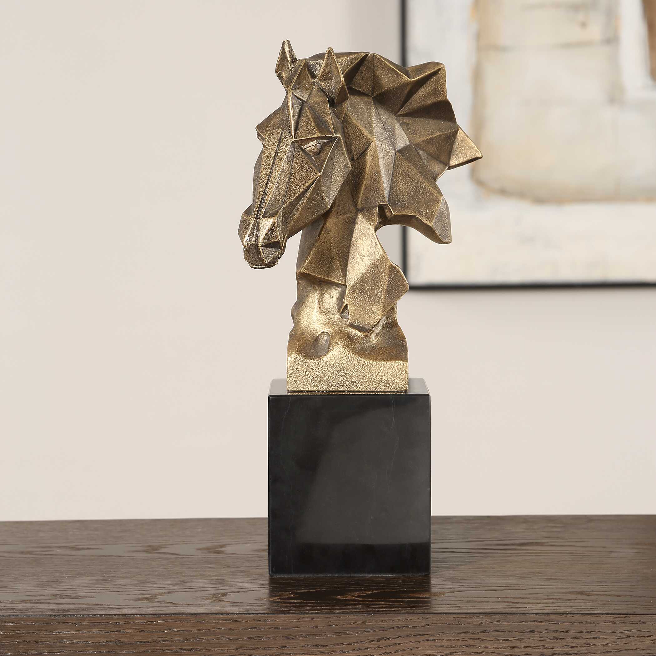 Chiseled Horse Bust Sculpture, Decorative by Uttermost, 6.5" width x 13.25" height x 6" depth View 3