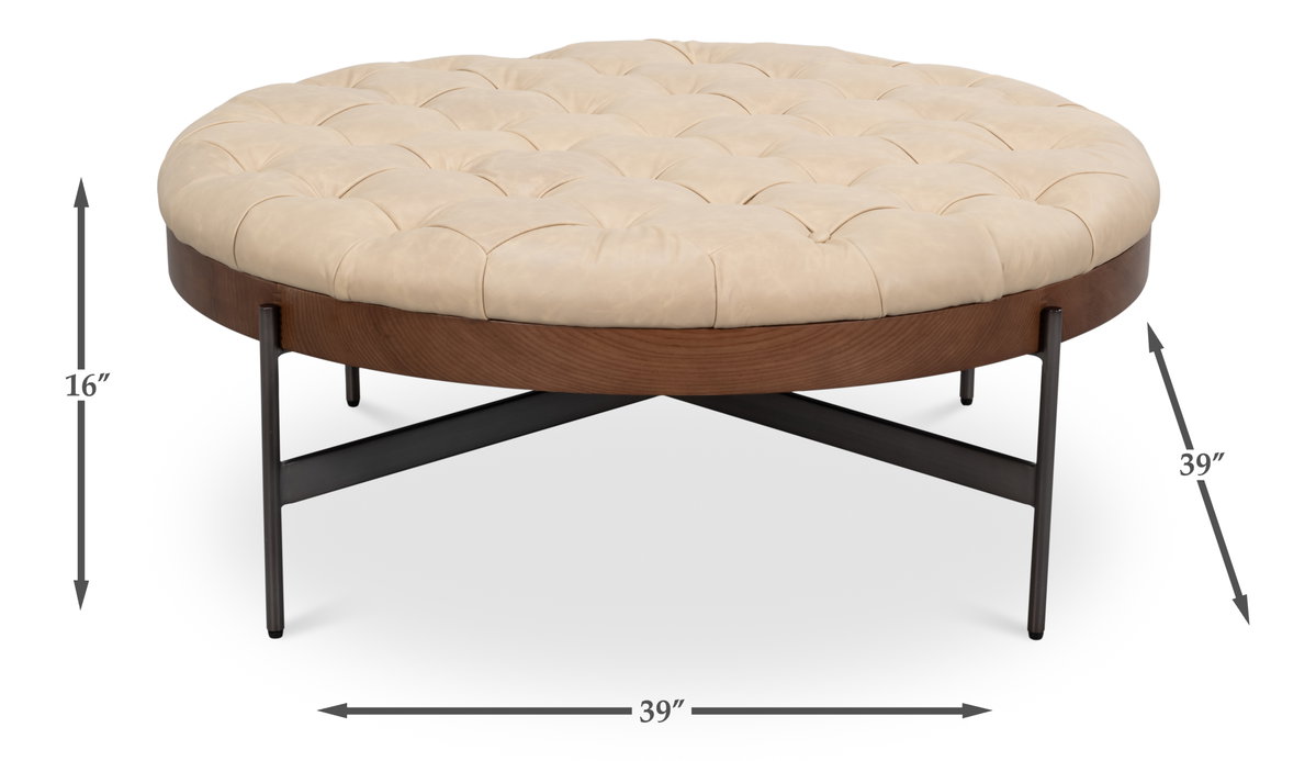 Corbet Cocktail Ottoman  Cappucino White, by Sarreid, 3'3" length x 3'3" width x 1'4" height View 12