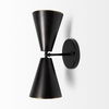 Eris II 7.3x12.6 Black Metal with Gold Accent Double-Cone Wall Sconce, by Mercana, 7.28" length x 5.12" width x 12.6" height thumbnail 3