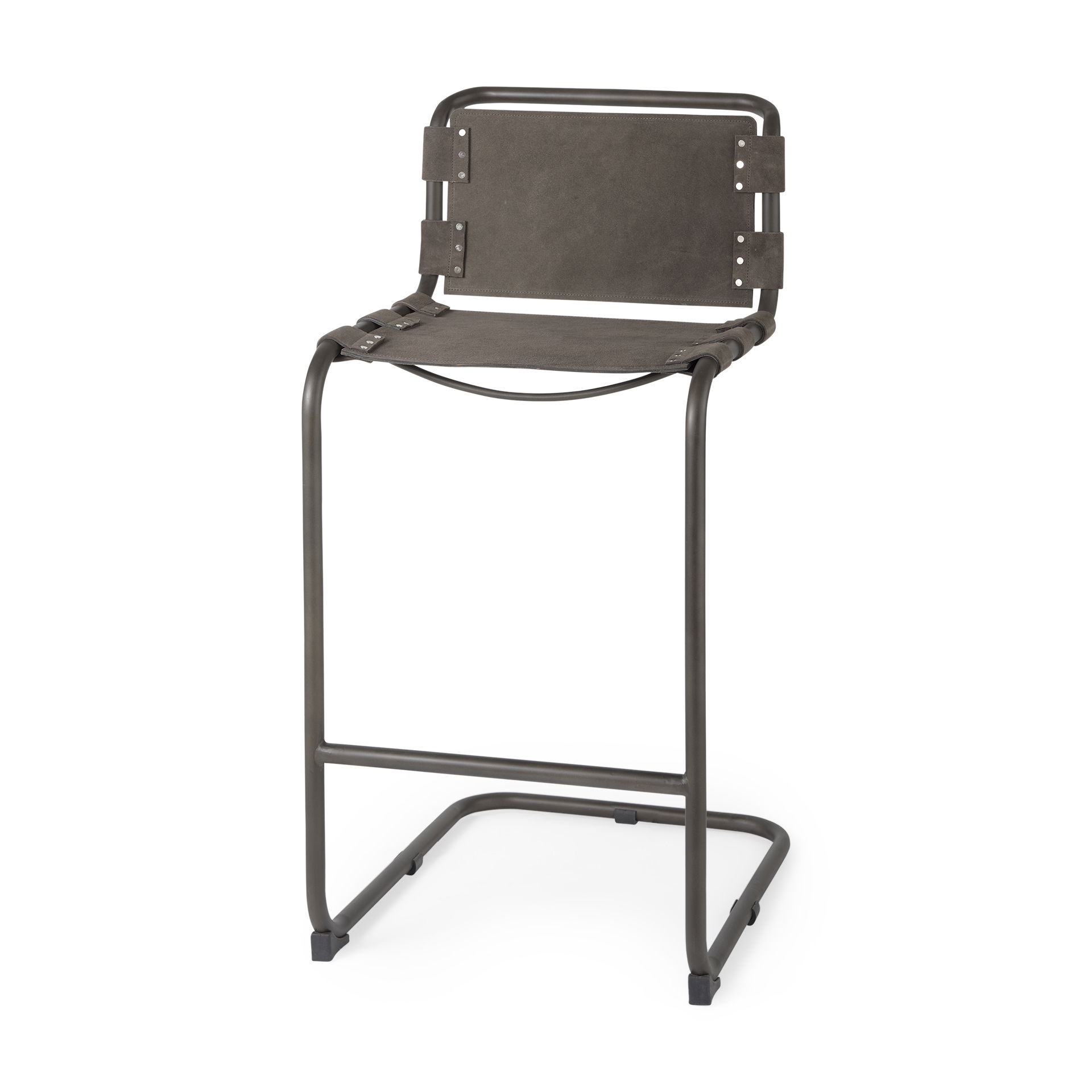 Berbick 43' Total Height Brown/Gray Suede with Iron Frame Bar Stool large image 