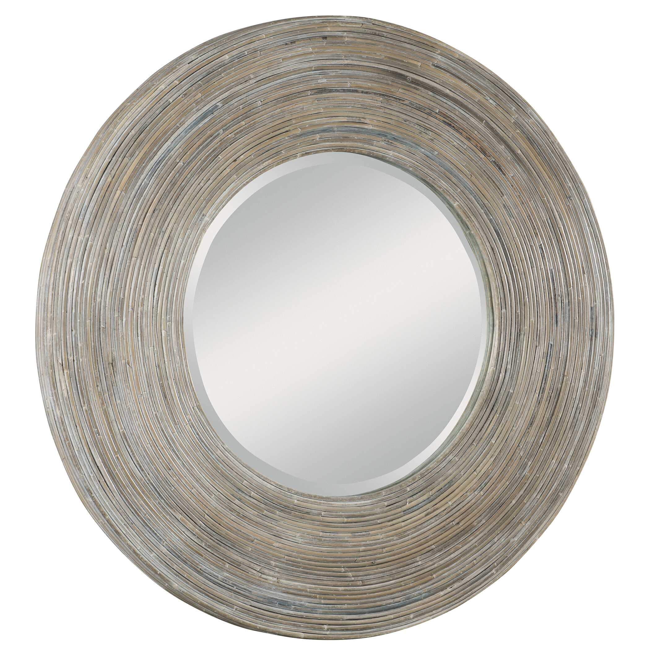 Vortex White Washed Round Mirror, by Uttermost, 47" width x 2" height x 47" depth View 5