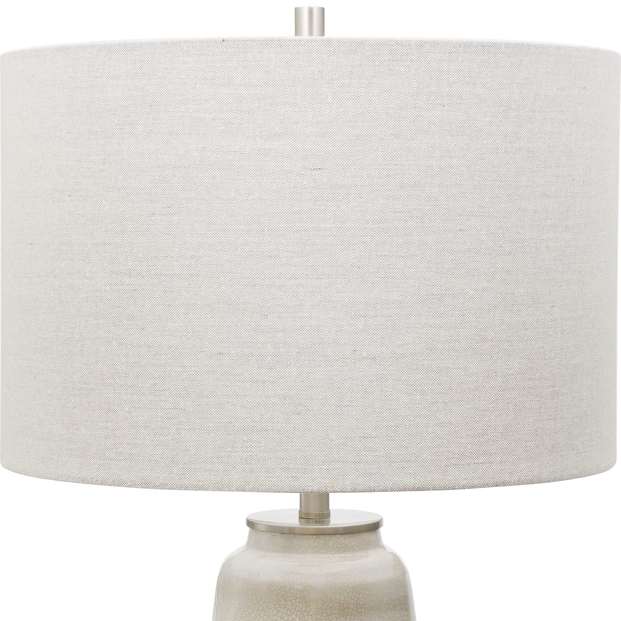 Comanche White Crackle Table Lamp, by Uttermost, 15" width x 26.5" height x 15" depth View 7