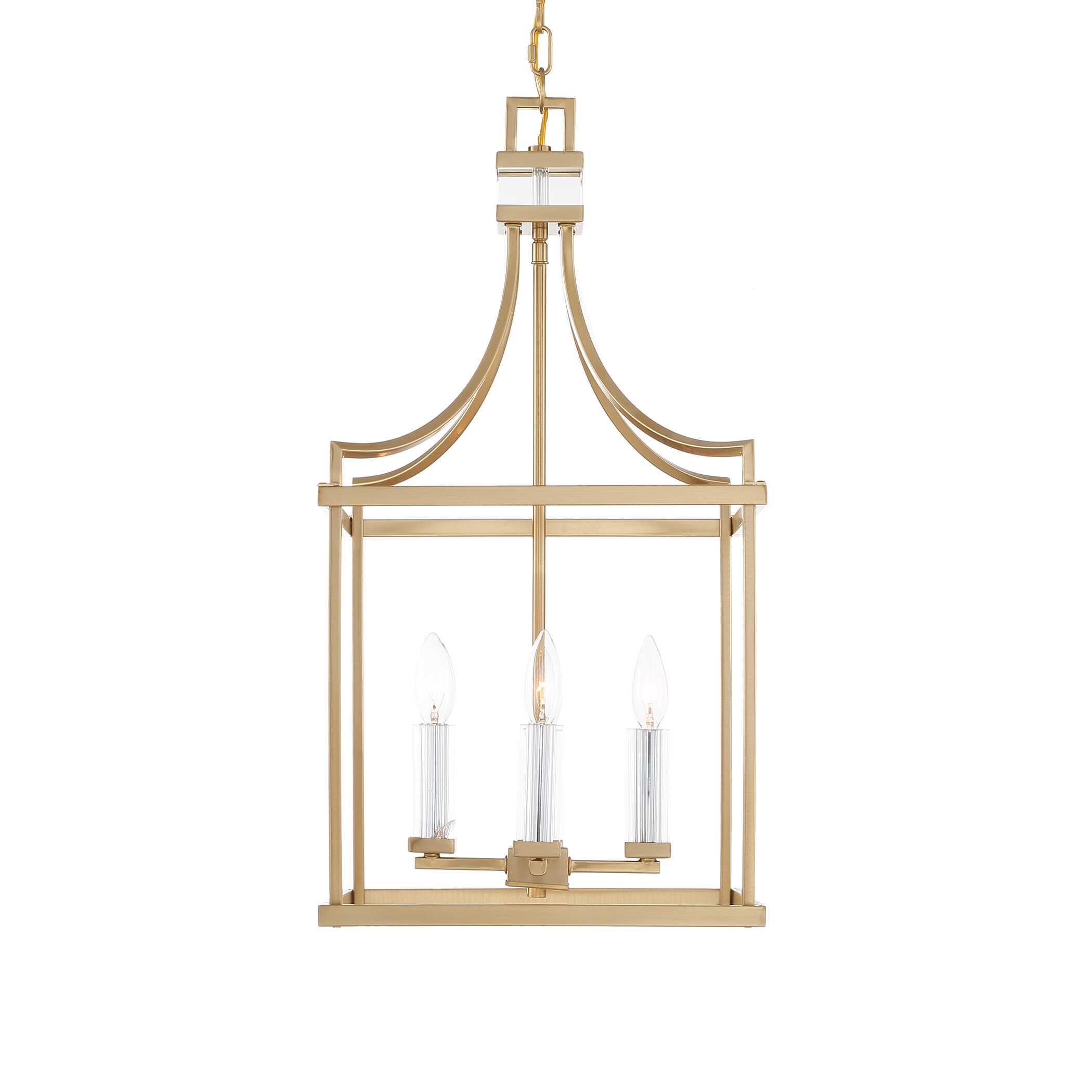 Montreal 4 Light Brass Lantern Pendant, Ceiling Light by Uttermost, 13.87" width x 27.75" height x 13.87" depth View 8