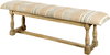 Greenfield II 59L x 14W Patterned Tan Upholstered Wood Frame Accent Bench, Benche by Mercana, 59" length x 14" width x 19" height thumbnail 1