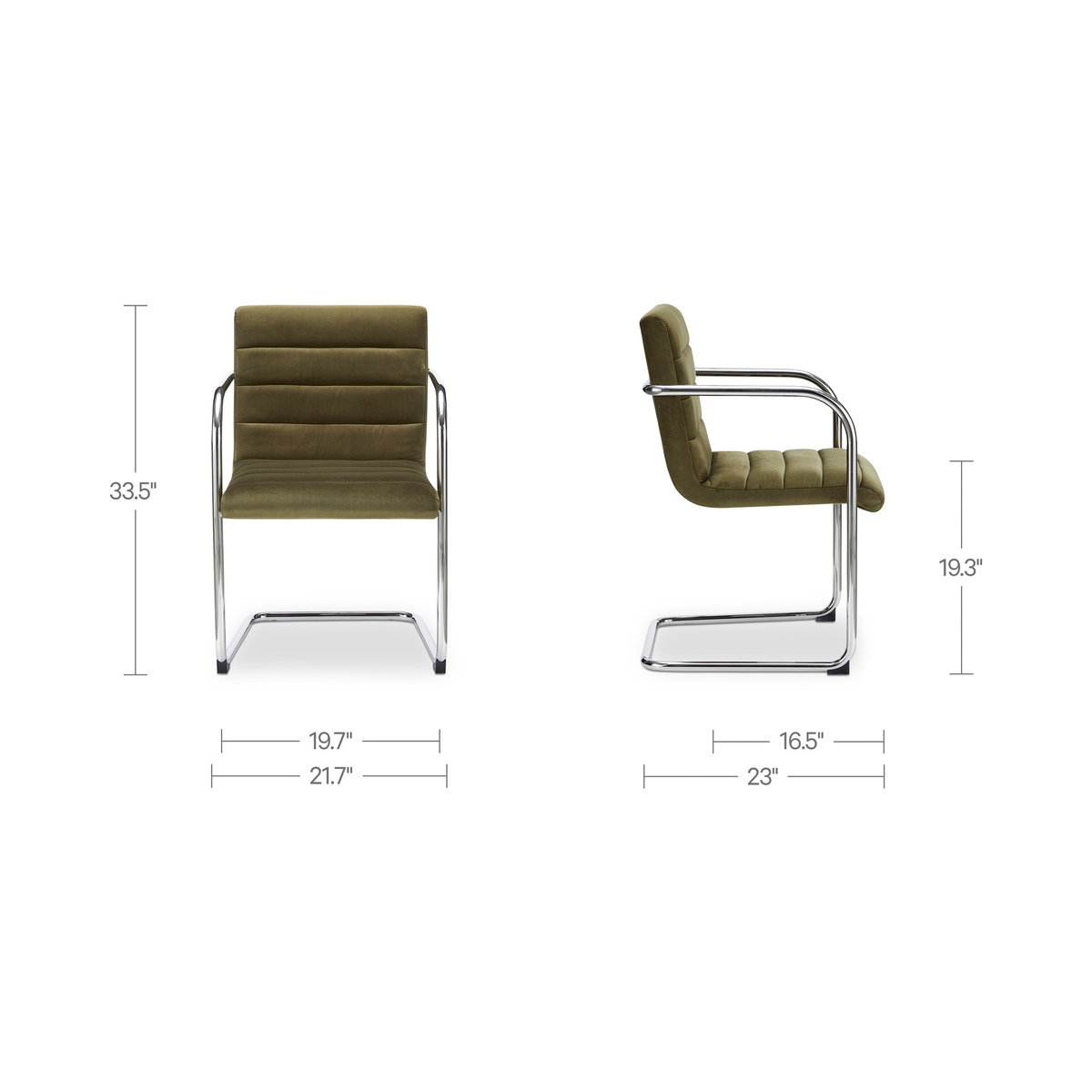 Pedro Dining Chair Green Mohair Set Of Two, by Moe's Home, 21.7" width x 33.5" height x 23" depth View 9