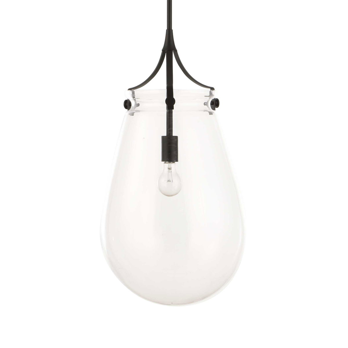 Dewdrop 1 Light Glass Shade Pendant, Ceiling Light by Uttermost, 25" height x 13.5" diameter View 3