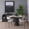 Casey Curved Back Dining Side Chair | Gray Fabric with Black Metal, Dining Chair by Mercana, 21.26" length x 20.08" width x 31.25" height thumbnail 2