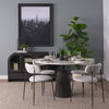 Casey Matte Black Metal with Gray Fabric Dining Chair, by Mercana, 21.26" length x 20.08" width x 31.25" height thumbnail 2