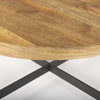 Marquisa 34.25' Round Small Brown Wood with Black Metal Coffee Table, by Mercana, 34.25" length x 34.25" width x 16.5" height thumbnail 5