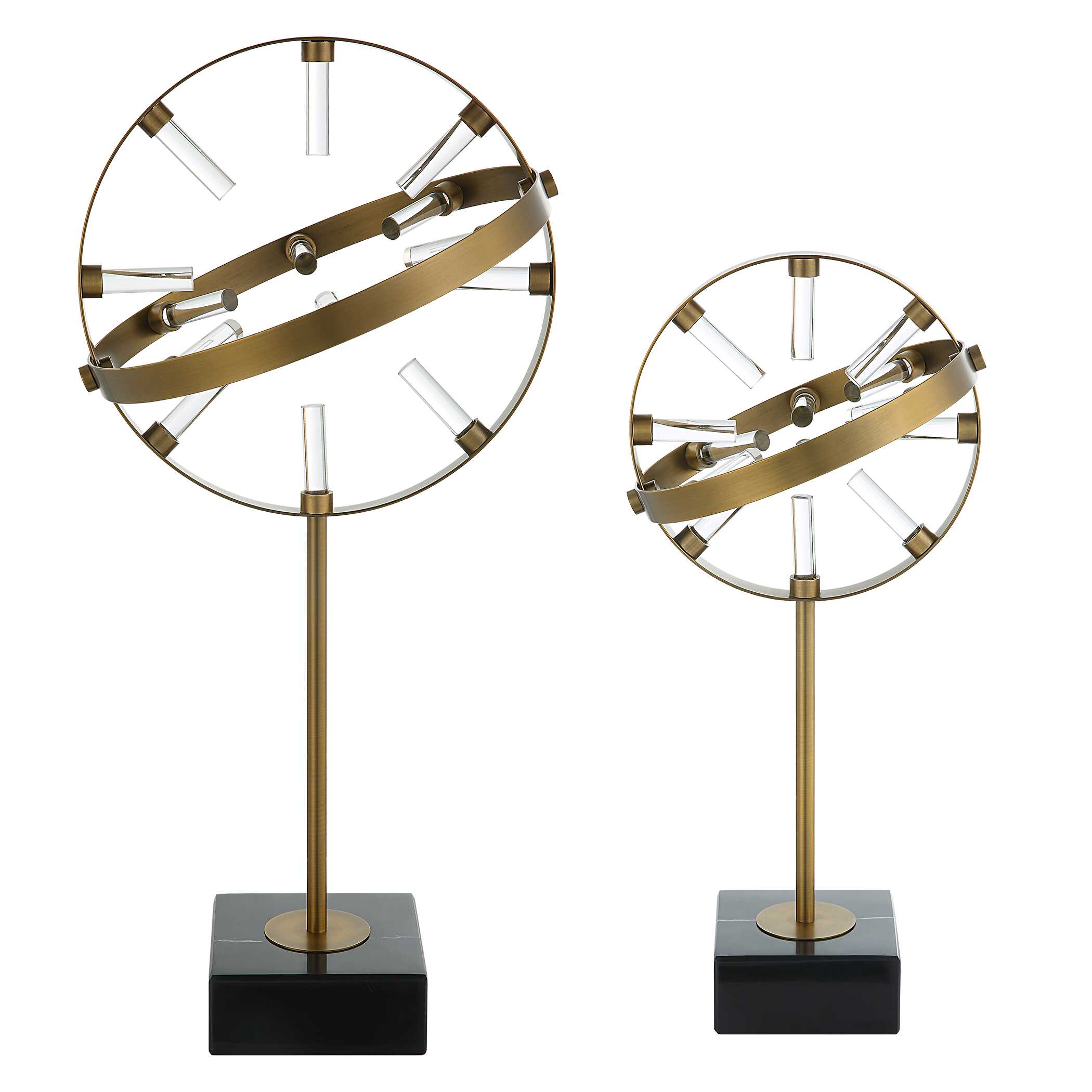 Realm Spherical Brass Sculptures Set Of 2 large image 