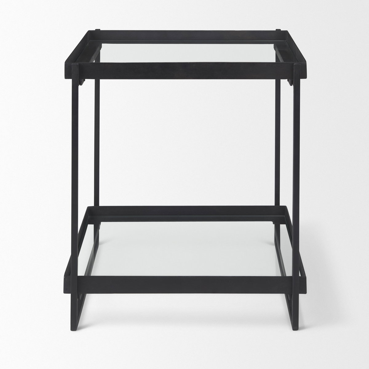 Trey Black Metal with Glass Accent Table, Side & End Table by Mercana, 22" length x 22" width x 24" height View 5