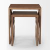 Grier Set of 2 Medium Brown Solid Wood with Cane Nesting Accent Tables thumbnail 1