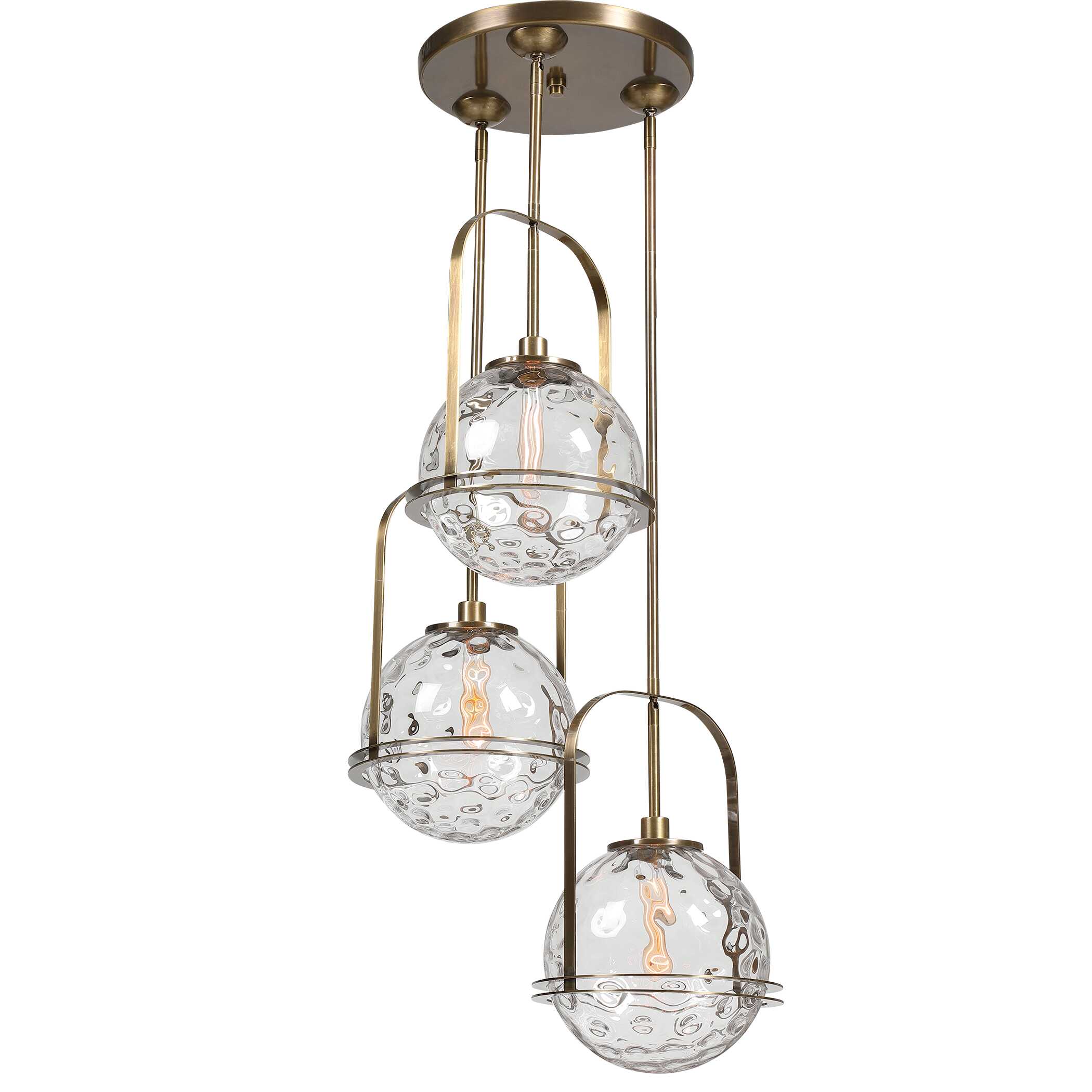 Mimas 3 Light Cluster Pendant, Ceiling Light by Uttermost, 24" width x 48.25" height x 24" diameter x 24" depth View 5