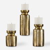 Amina Antique Brass Candleholders Set/3, Decorative by Uttermost, 5" width x 13" height x 5" depth thumbnail 1