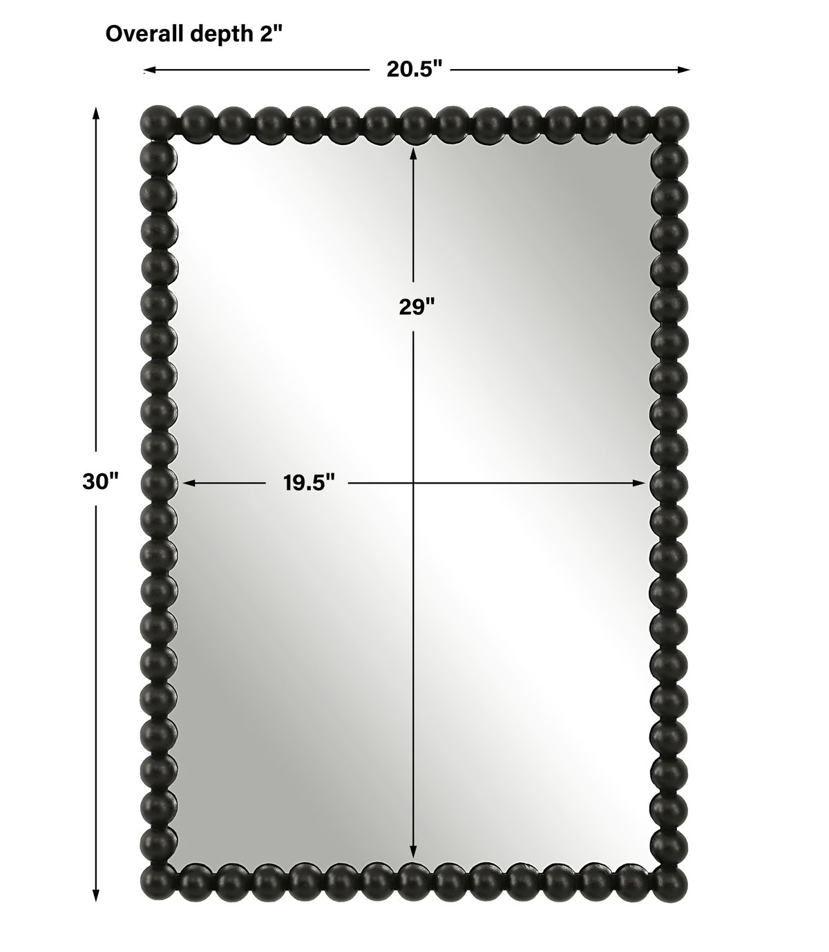 Serna Black Vanity Mirror, by Uttermost, 1'8.5" width x 2'6" height x 2" depth View 3