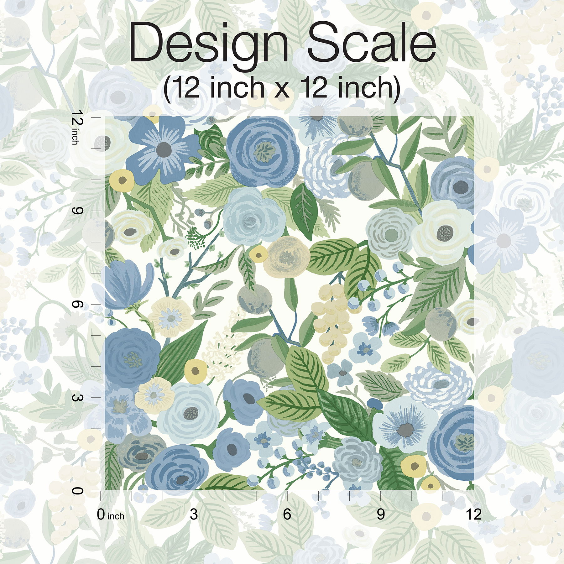 Garden Party Blue & Green Multi Peel & Stick Wallpaper large image 