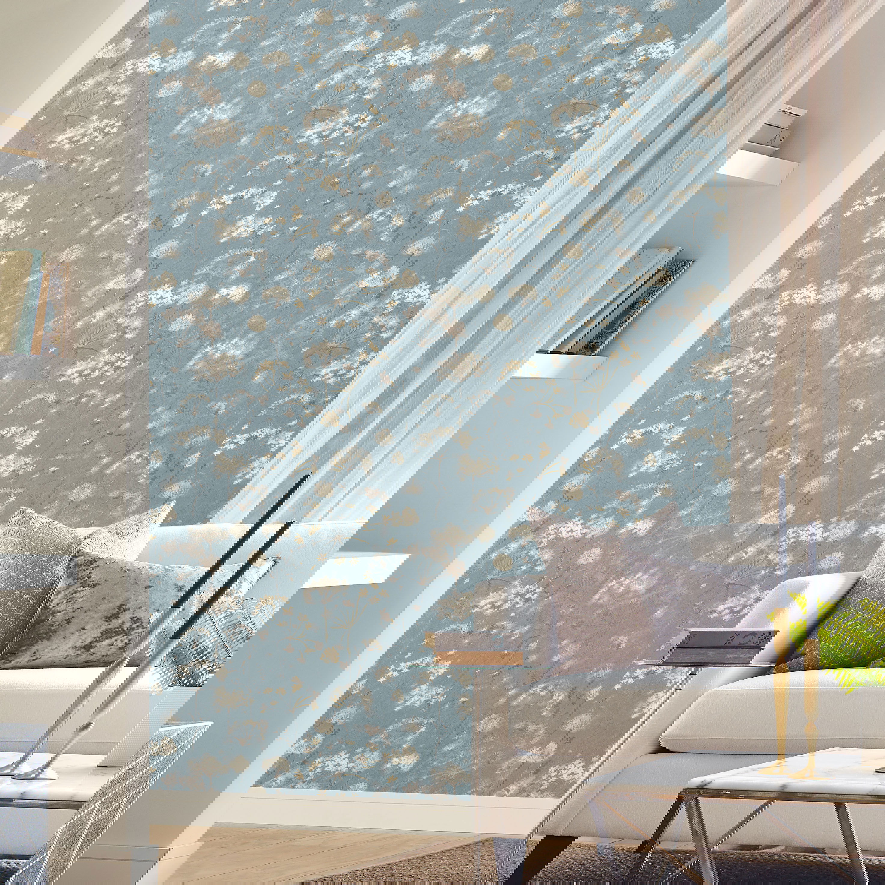 Botanical Fantasy Blue & Beige Peel & Stick Wallpaper, by York Wall, 20' length x 2'3" width x 0.02" depth View 2