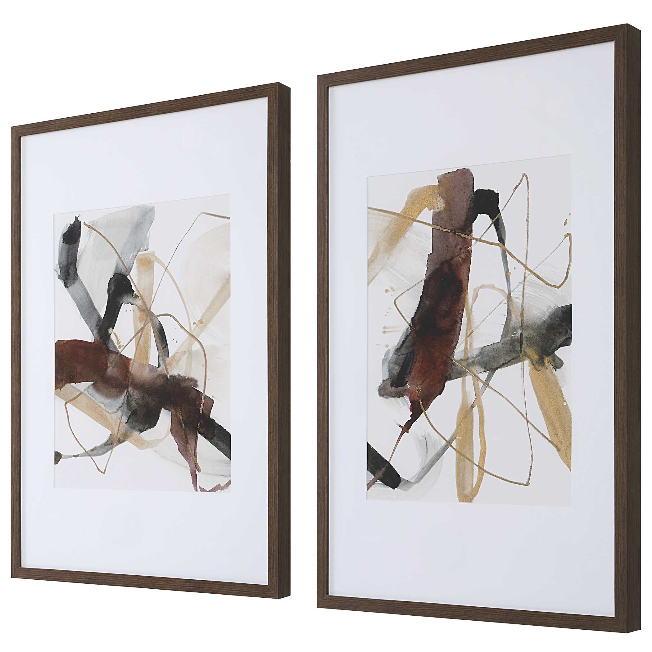 Burgundy Interjection Abstract Prints Set/2 large image 