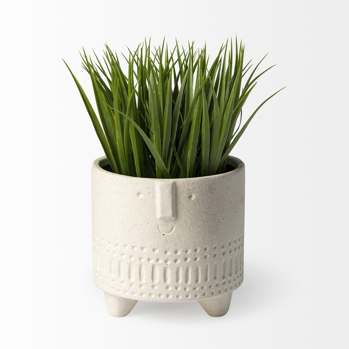 Jacob I Short White Ceramic Smiling Face Vase, by Mercana, 7.48" length x 6.69" width x 6.89" height View 9