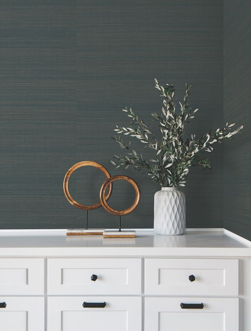 Modern Abaca Peacock Wallpaper