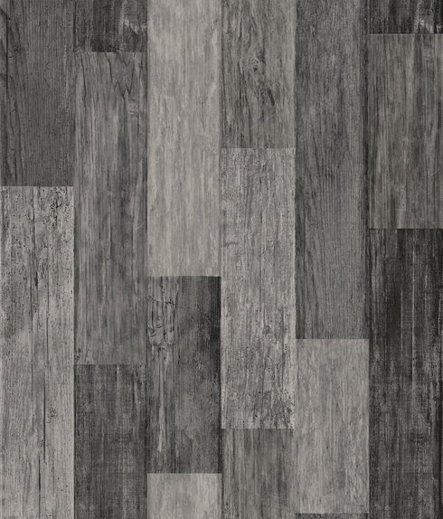 Weathered Wood Plank Black Black Peel & Stick Wallpaper