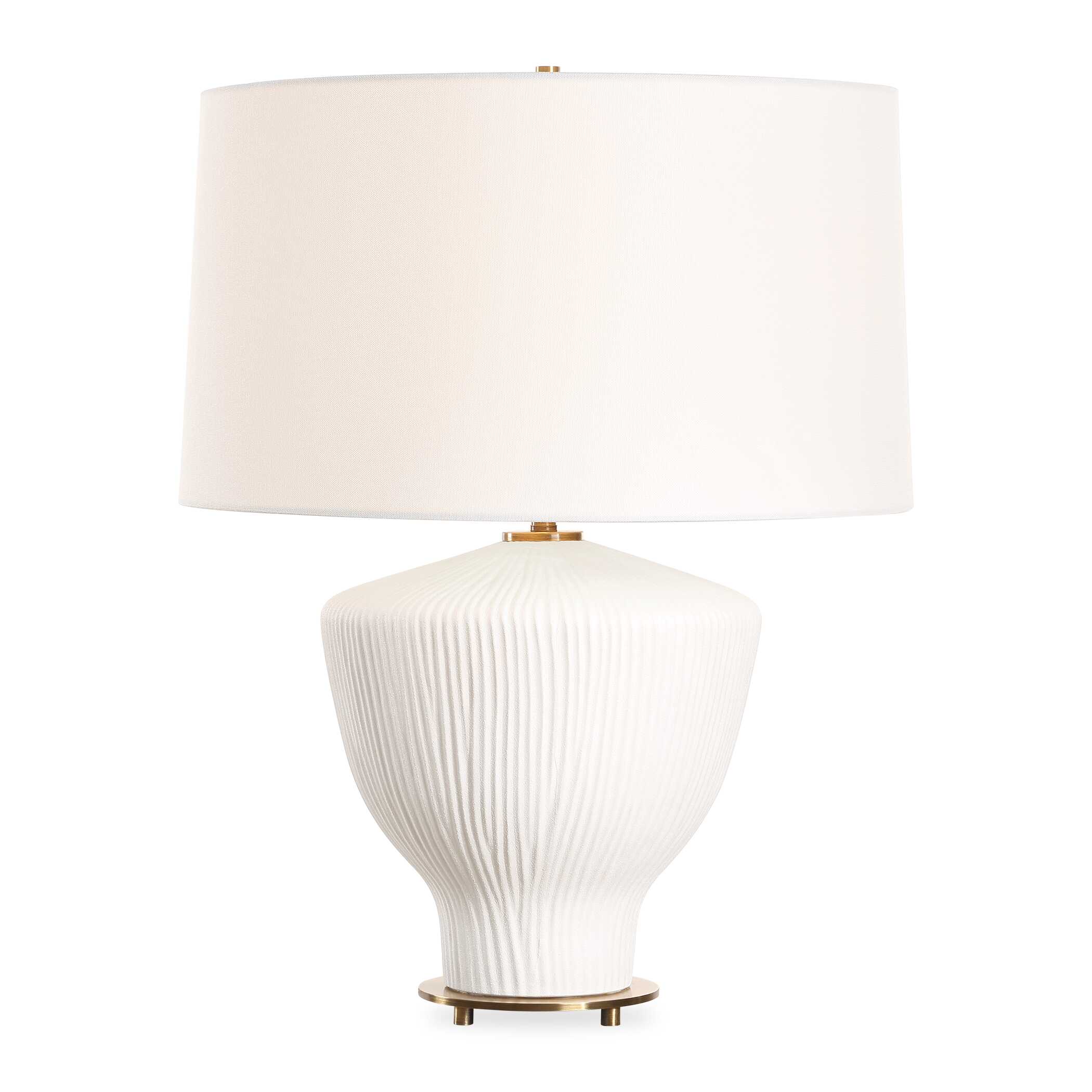 Maisie White Table Lamp, by Uttermost, 18" width x 23.5" height x 18" depth View 1