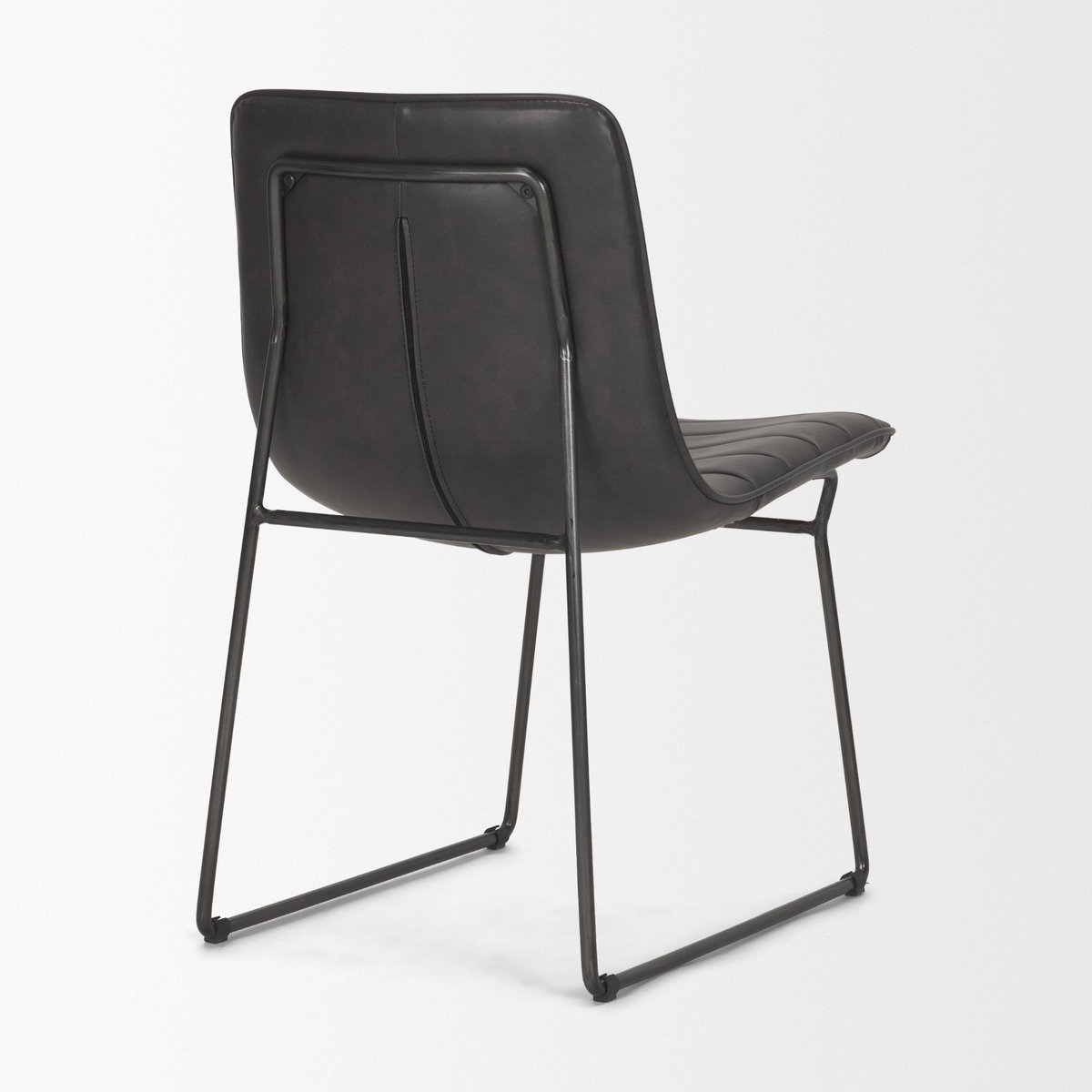 Thornton Solid Back Dining Side Chair | Faux Leather with Iron, Dining Chair by Mercana, 17.72" length x 24.8" width x 31.5" height View 8