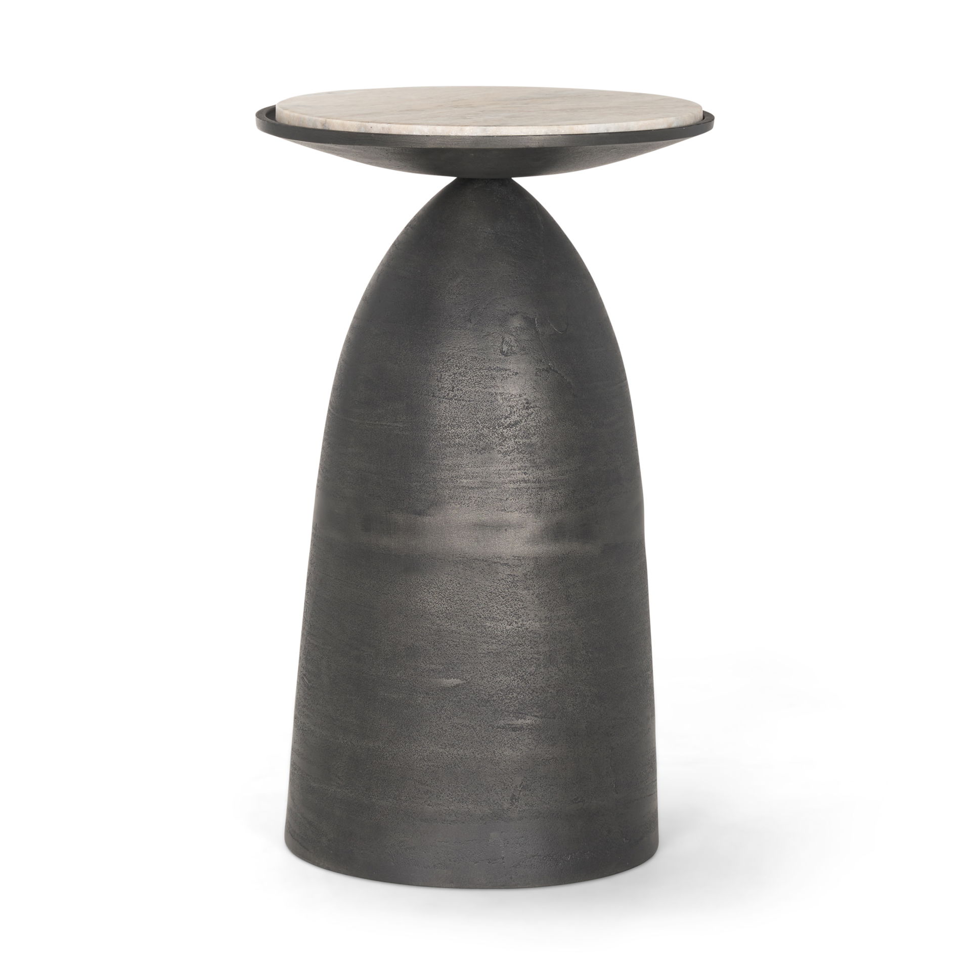 Russo Gunmetal Cast Aluminum with Brown Marble Accent Table large image 