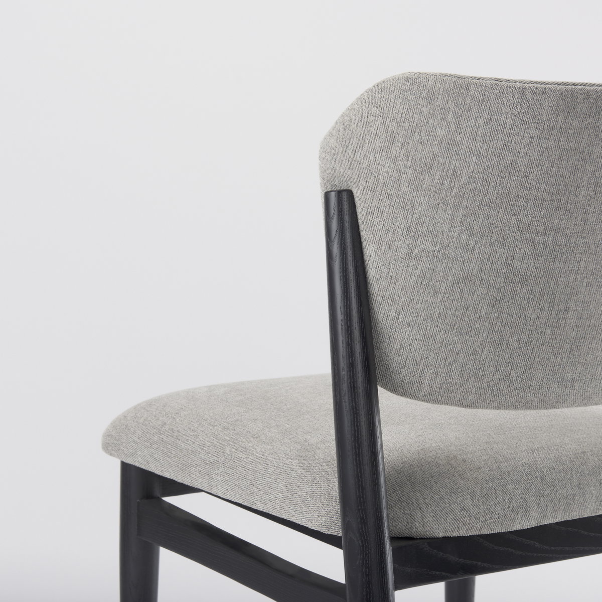 Cline Curved Back Dining Side Chair | Gray Fabric with Black Wood, Dining Chair by Mercana, 20.87" length x 23.03" width x 31.89" height View 13
