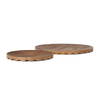 Waverly Round Light Brown Wood Scalloped Edged Trays, Decorative Tray by Mercana, 17.5" length x 17.5" width x 1" height thumbnail 1
