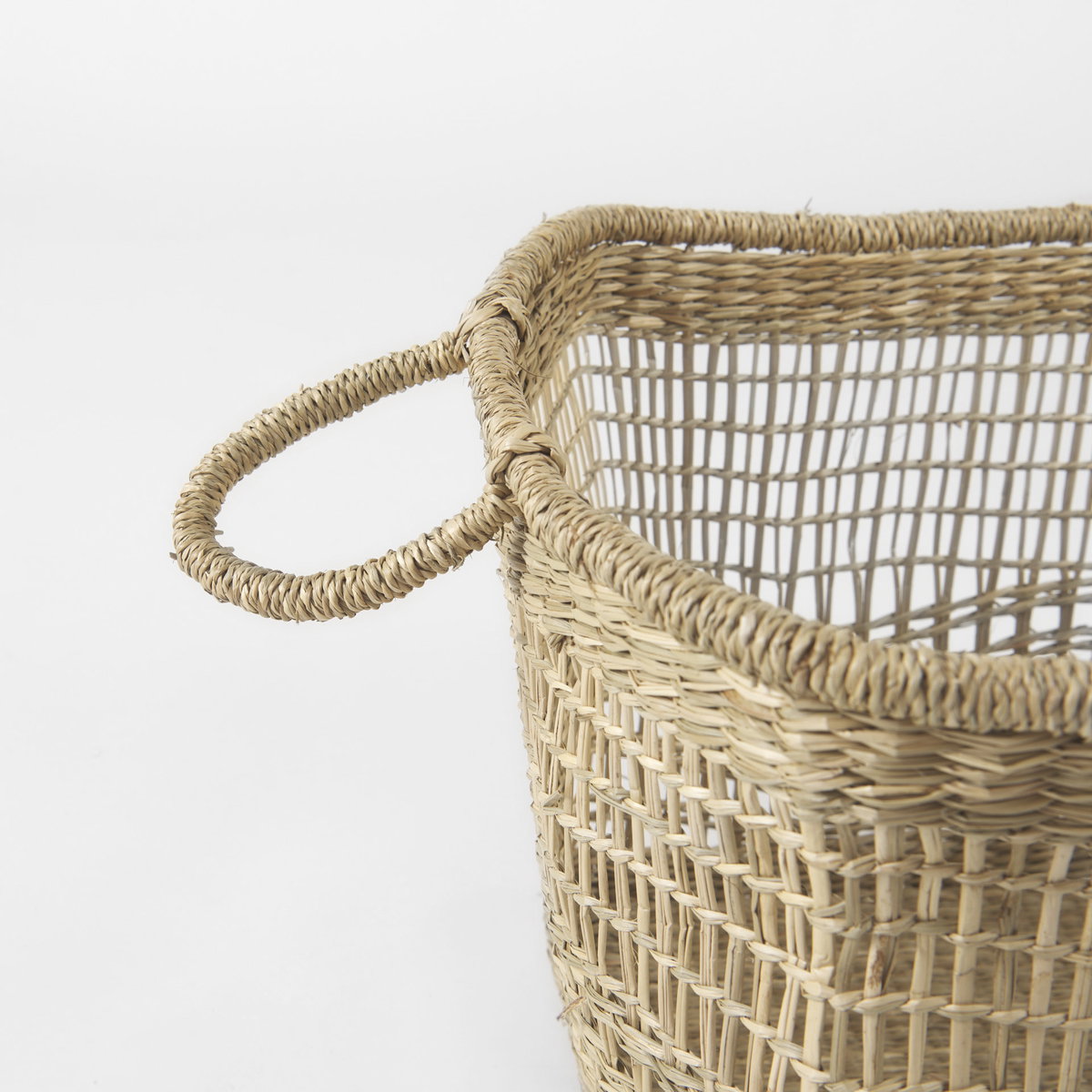 Bellisa 18.5L x 14.6W x 11.0H (Set of 2) Medium Brown Seagrass Rectangular Basket with Handles, Bins & Basket by Mercana, 18.5" length x 13.39" width x 11.02" height View 7