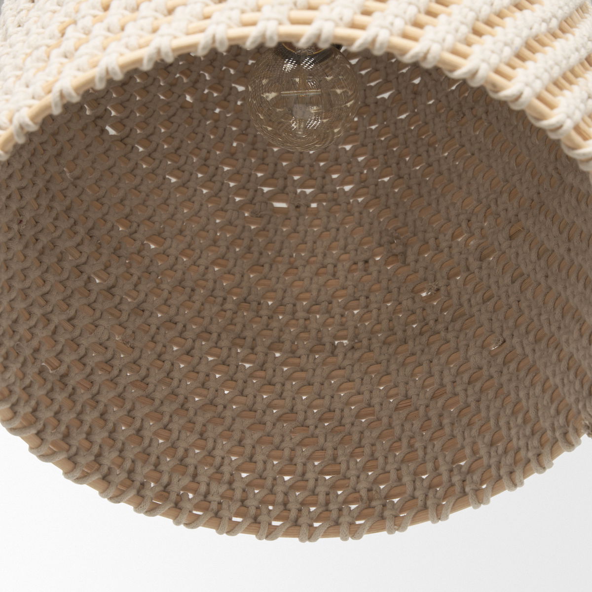 Tosha 1-Light Cotton Rope Bell Pendant, by Mercana, 12.5" length x 12.5" width x 19" height View 9