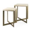Faye (Set of 2) 19L x 19W x 26H Beige Finished Wood with Gold Metal Base Accent Tables, Side & End Table by Mercana, 19" length x 19" width x 26" height thumbnail 1