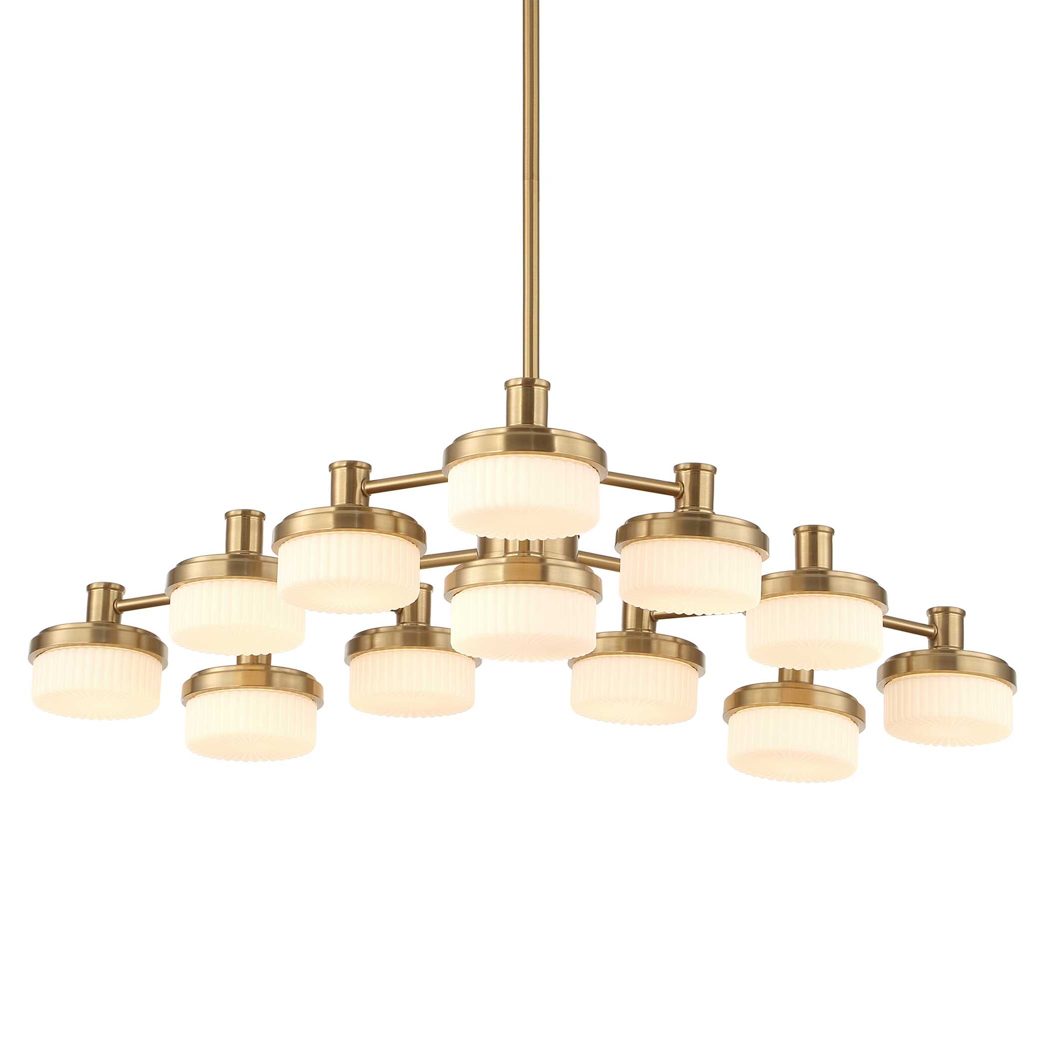Wedge 12 Lt LED Brass Chandelier, Ceiling Light by Uttermost, 40.62" width x 7.25" height x 40.62" depth View 1