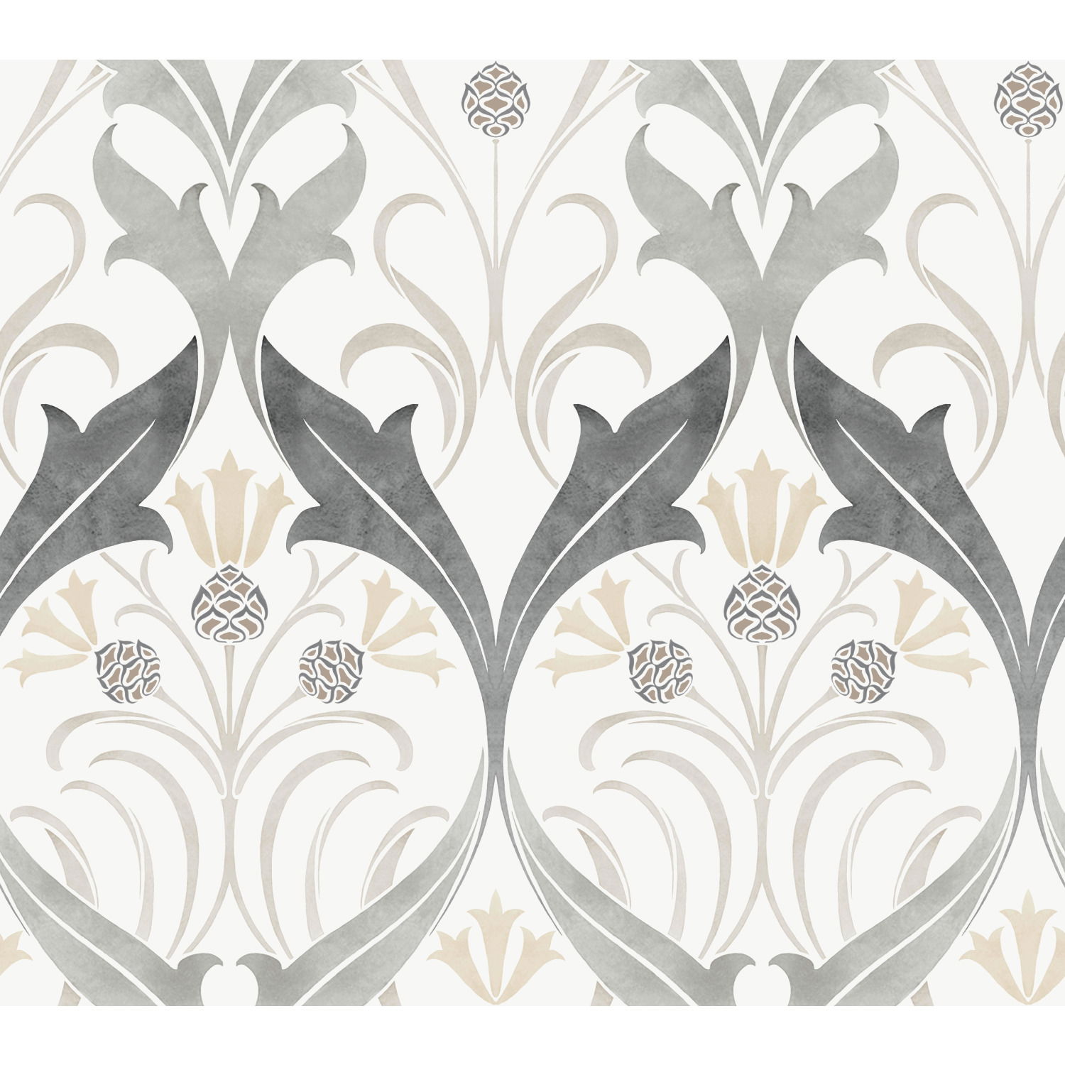 Pine Cone Ribbon Charcoal Metallic Wallpaper large image 