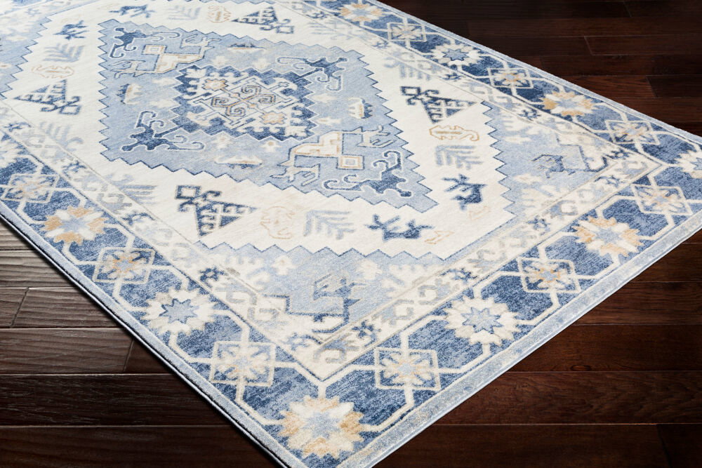 Indigo Machine Woven Rug, by Surya, 5'6.93" length x 4'2" width