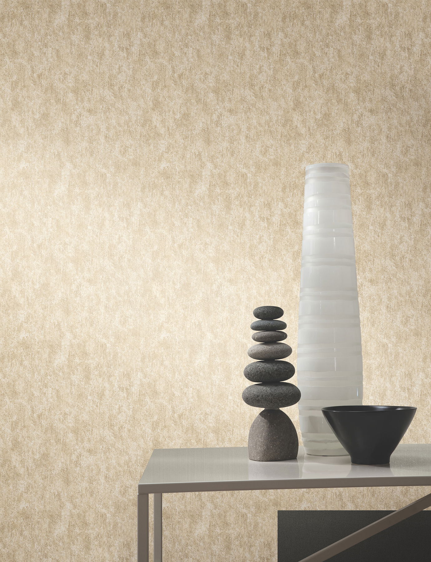 Shimmering Patina Beige & Brass Wallpaper large image 