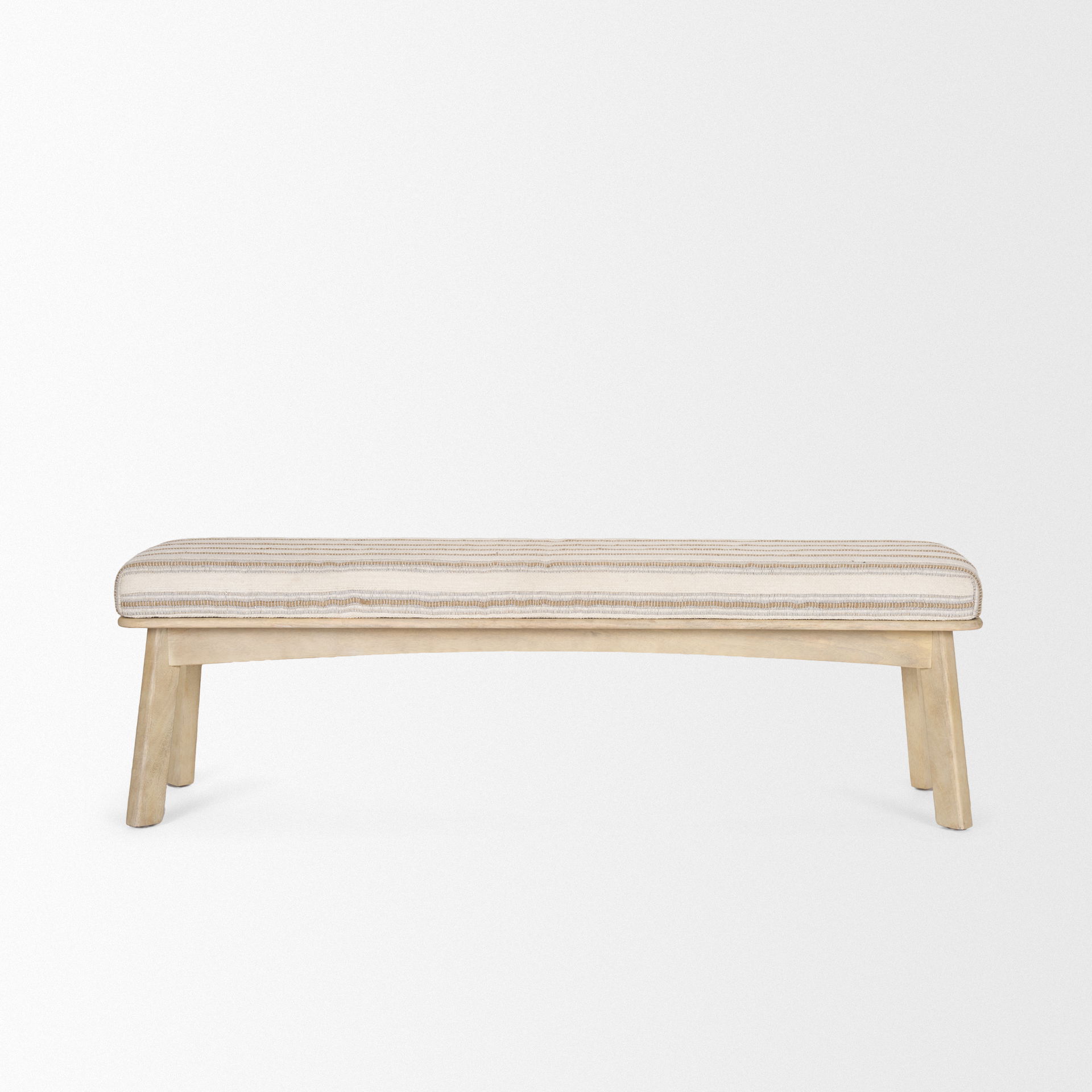 Taimo White Washed Light Brown Wood with Striped Fabric Seat Bench large image 