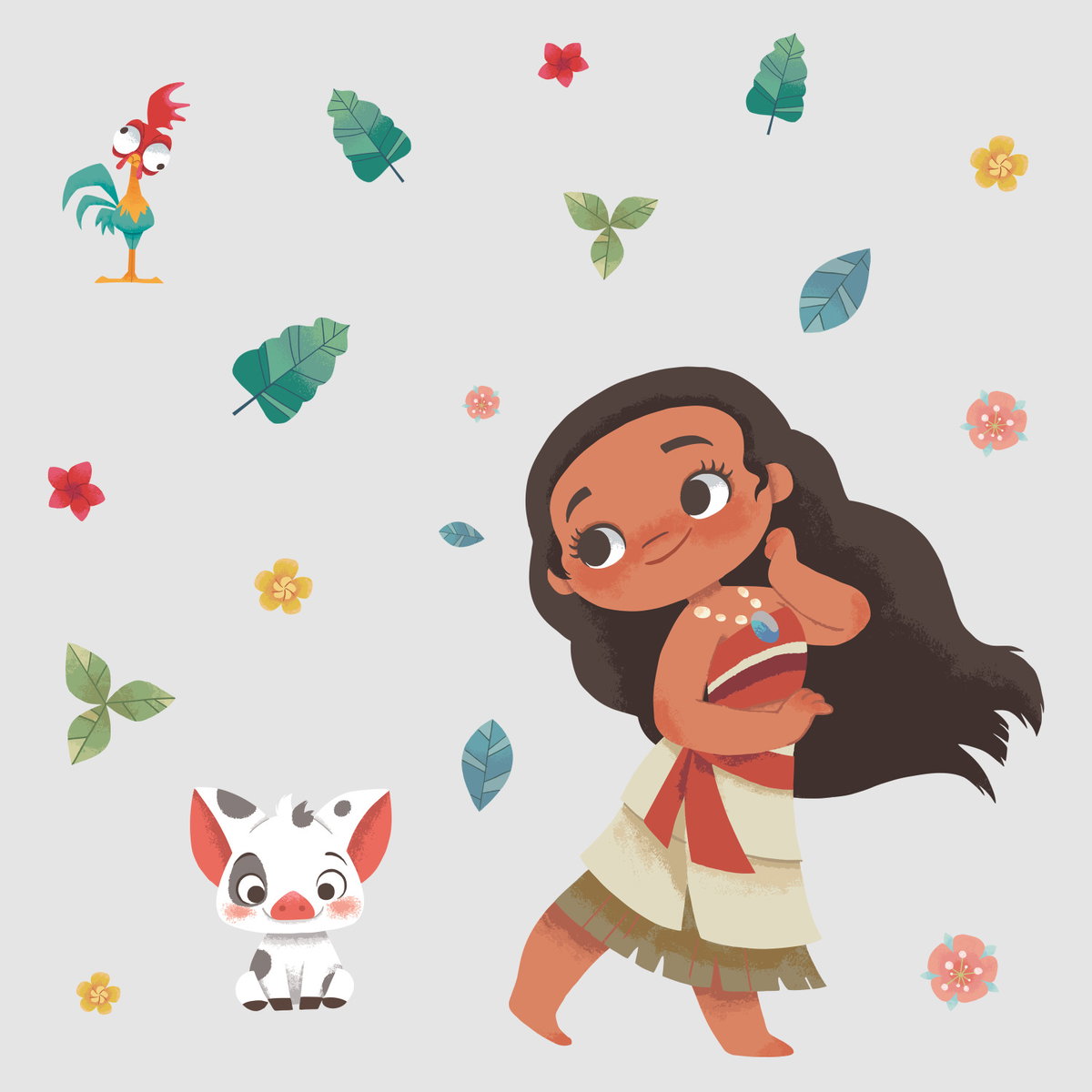 Vintage Moana Giant Wall Decals, by York Wall, 3' length x 1'5.25" width x 0.02" depth