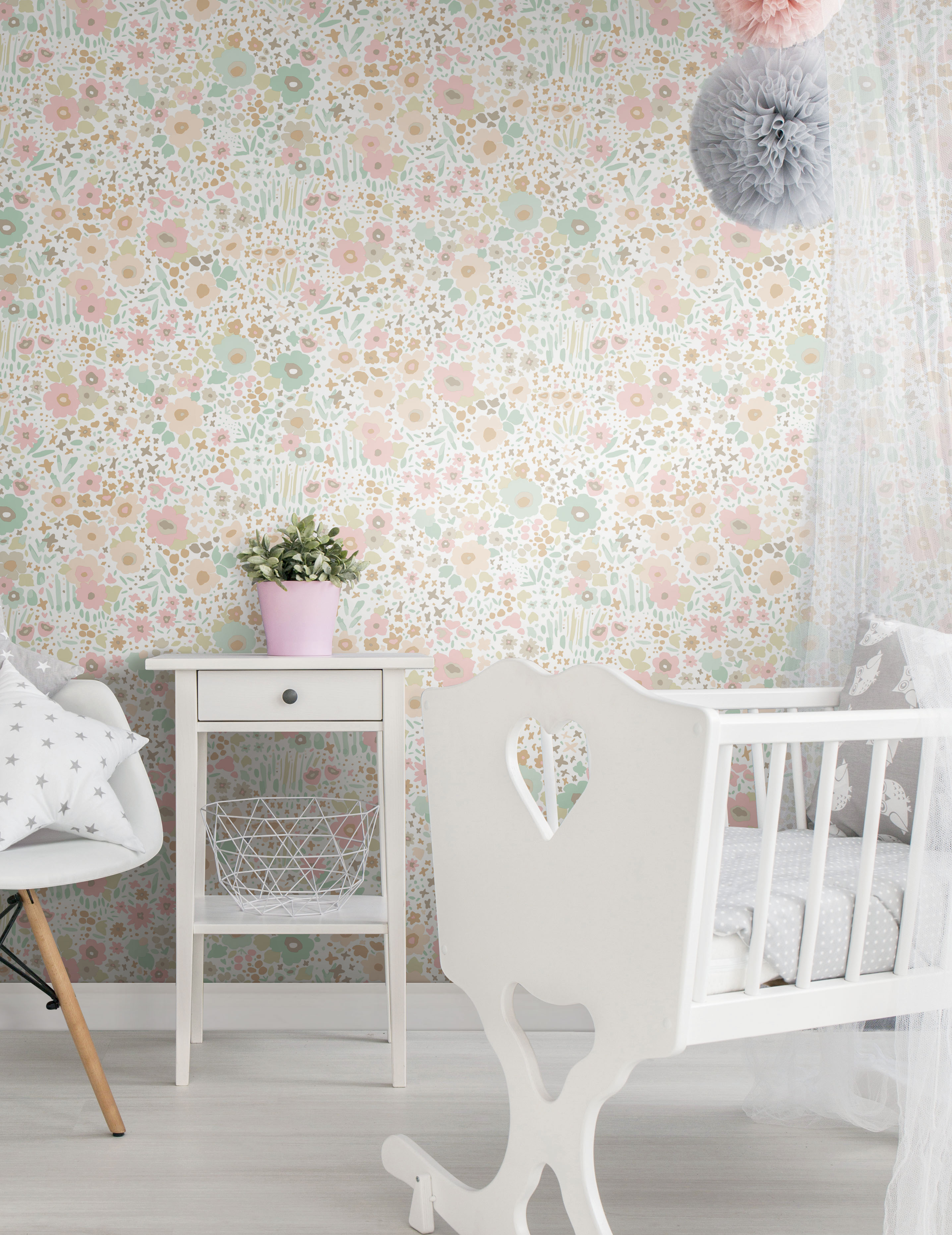 Posey Sidewall Pastel Peel & Stick Wallpaper large image 