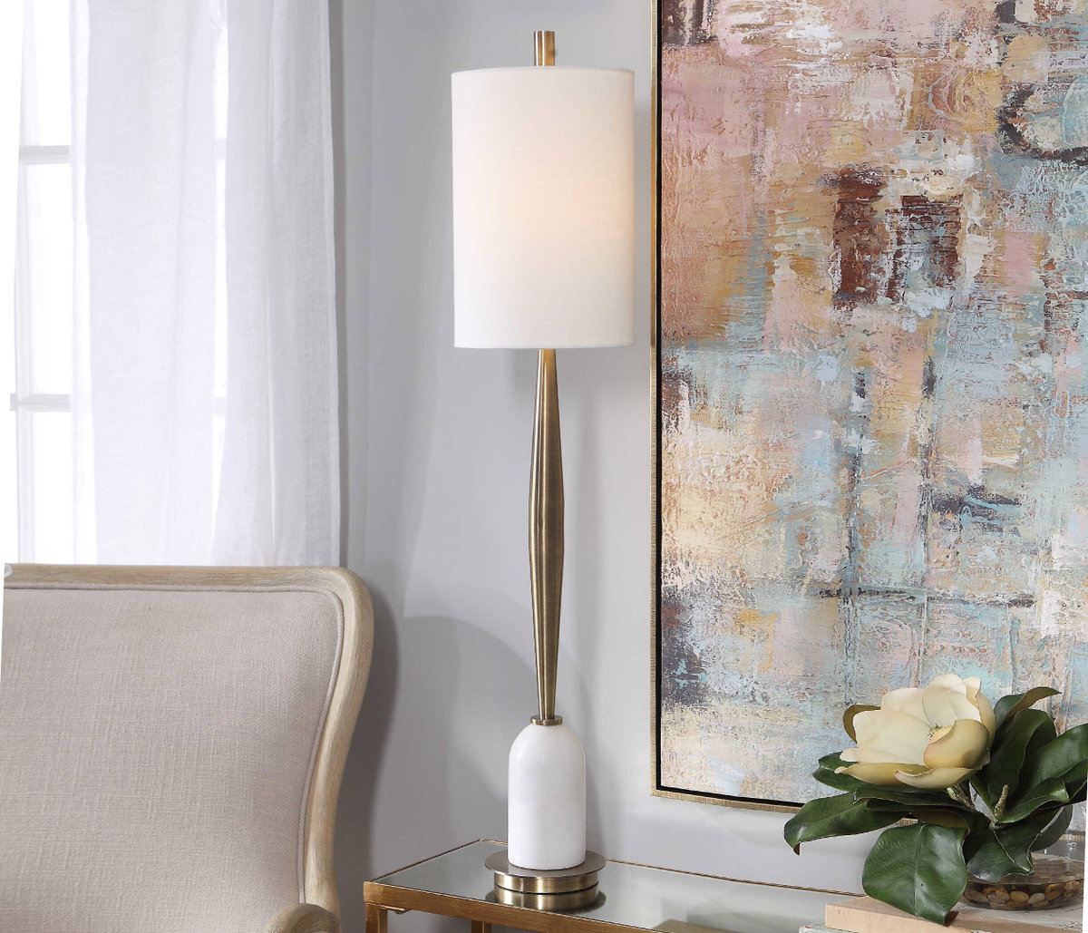 Minette Mid-Century Buffet Lamp, Table Lamp by Uttermost, 8.5" width x 40" height x 8.5" depth View 2