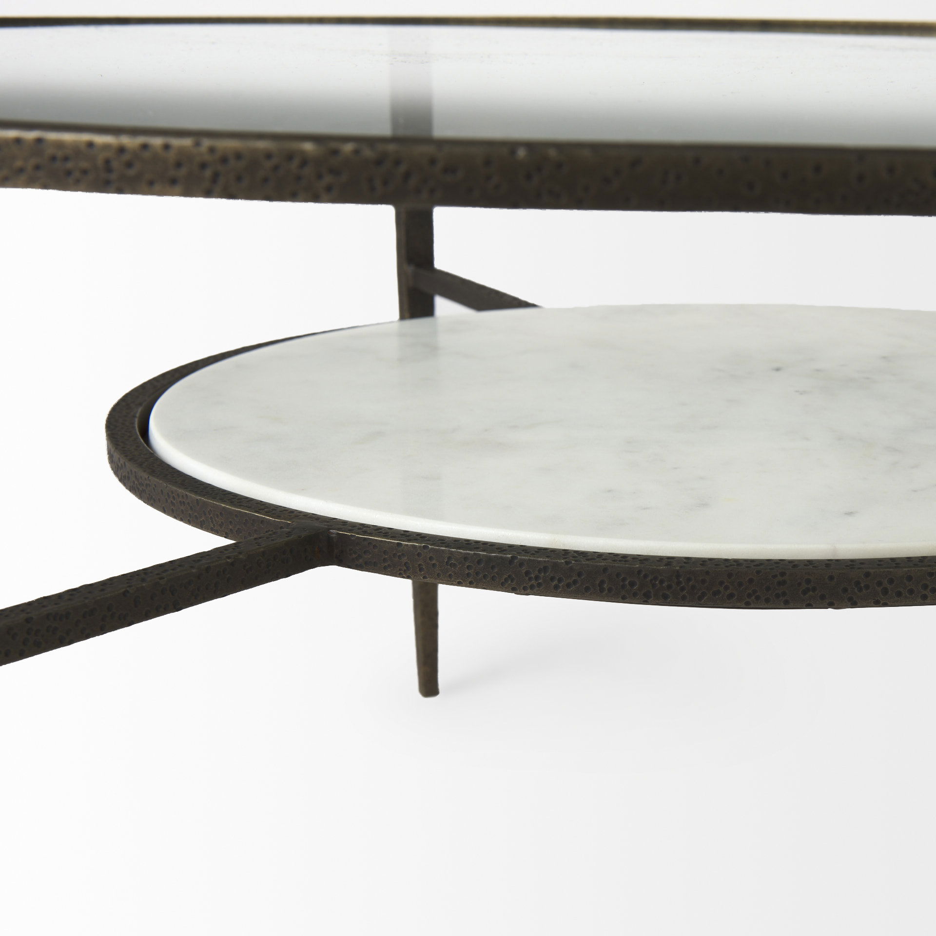Felicity  Marble Top with Iron Frame Coffee Table, by Mercana, 36" length x 36" width x 16" height View 11