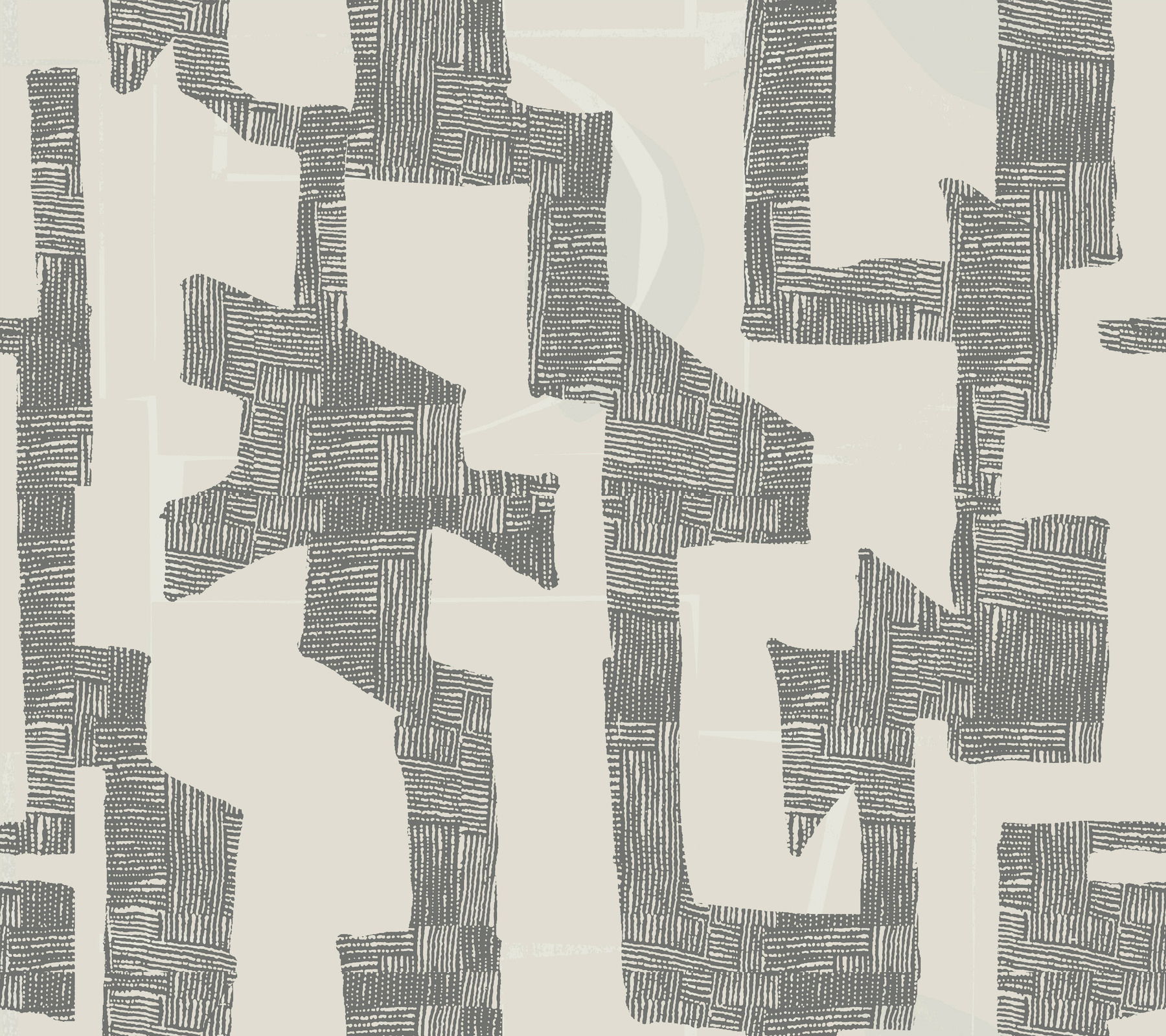 Modern Tribal Linen & Charcoal Wallpaper large image 