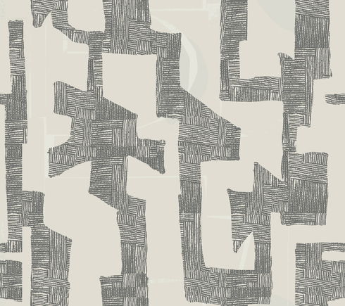 Modern Tribal Linen & Charcoal Wallpaper