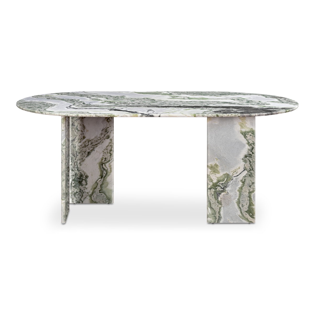 Celia Oval Dining Table Green Onyx Marble, by Moe's Home, 72" width x 30" height x 40" depth View 1