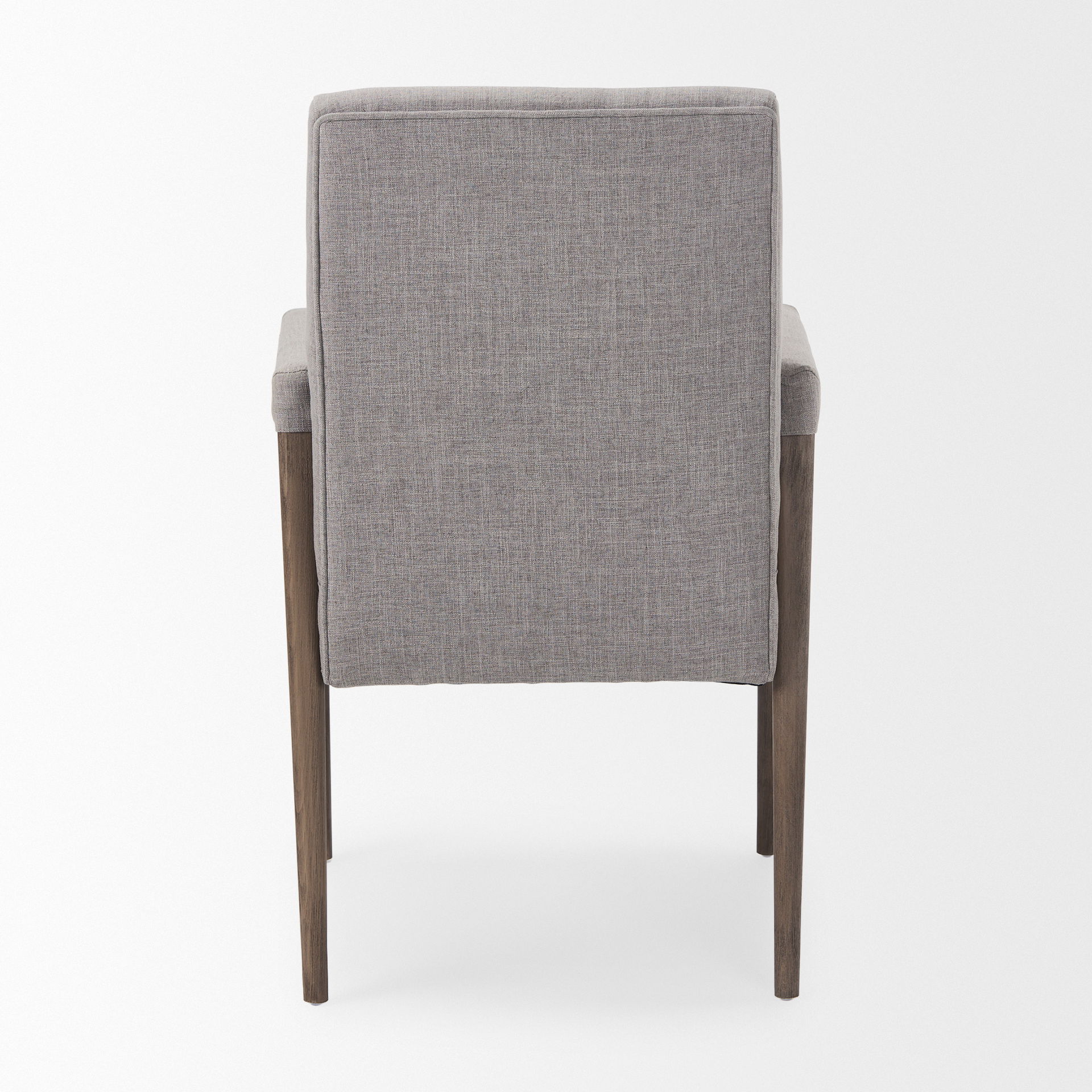 Palisades Grey Fabric Wrap Brown Wooden Frame Dining Chair, by Mercana, 23.75" length x 28" width x 36" height View 8